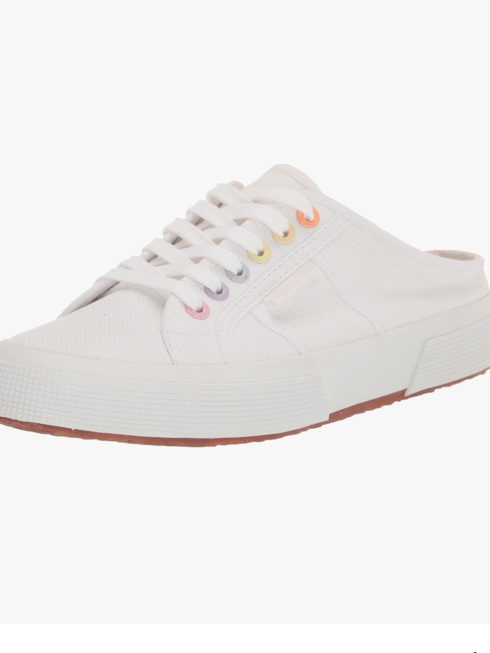 Superga White Canvas Mule Sneakers Pastel Rainbow EU 36